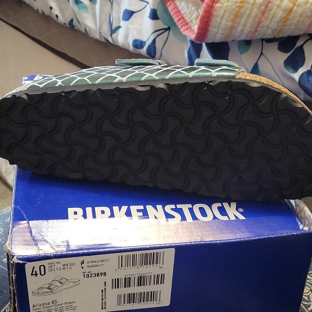 Birkenstock sz9 Arizona Gator Gleam Ocean Breeze - Picture 2 of 5